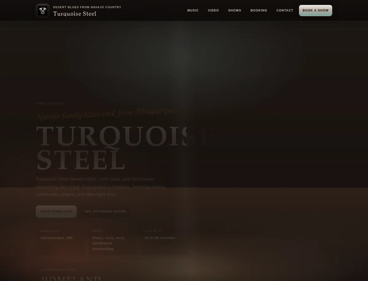 Screenshot of the Turquoise Steel website